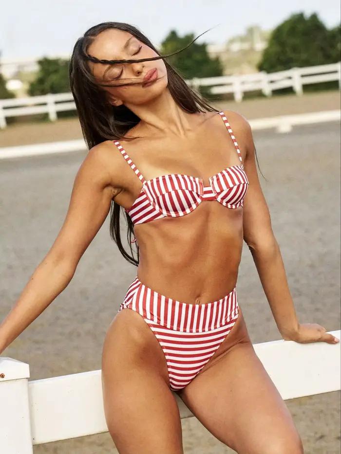 Sexy licou Bikini maillot de bain taille haute maillots