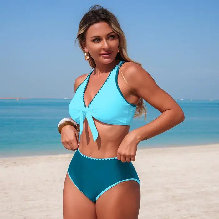Maillot de bain deux pièces pour femme avec coussinets amovibles