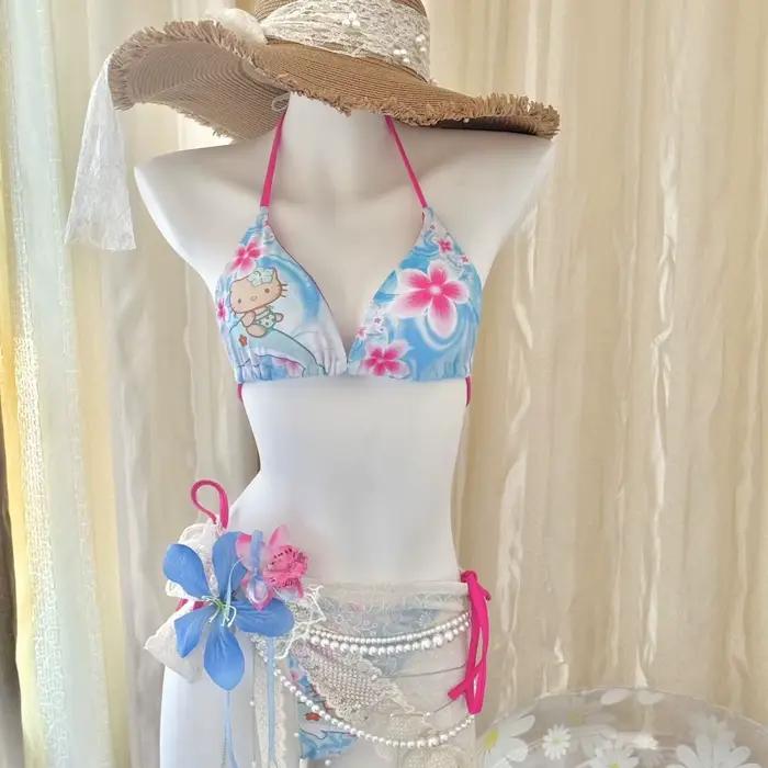 Bikini Hello Kitty Animaux Dessin Animé Pour Femmes Plage Bikini Sexy Y2K Occasions Spéciales Plage Piscine