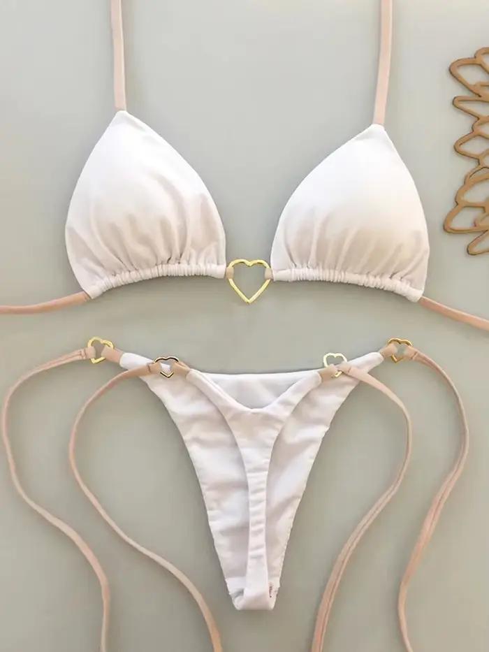 Bikini Triangle 2026 Maillot de Bain Halter Uni Pour Femme Style de Plage Occasions Spéciales Plage Fête Plage