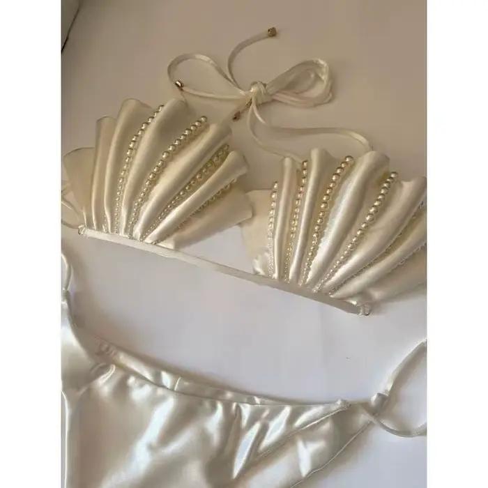 Maillot de bain sexy perlé avec jupe pour femme