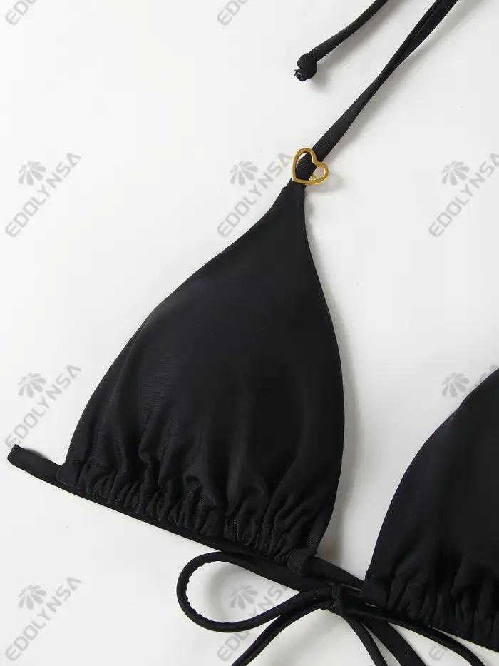 Bikini Set EDOLYNSA Style Sexy Fille Polyester Léopard Occasions Vacances Plage Nouveauté Automne 2024