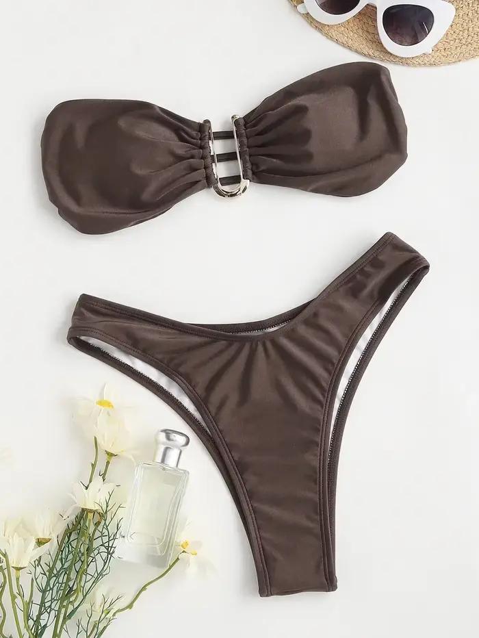 Maillot de bain deux pièces en métal pour femmes