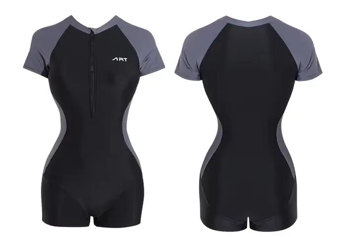 Maillot de bain une pièce femme polyester protection éruptions cutanées patchwork réglable adapté à la natation surf activité aquatique occaions spéciales