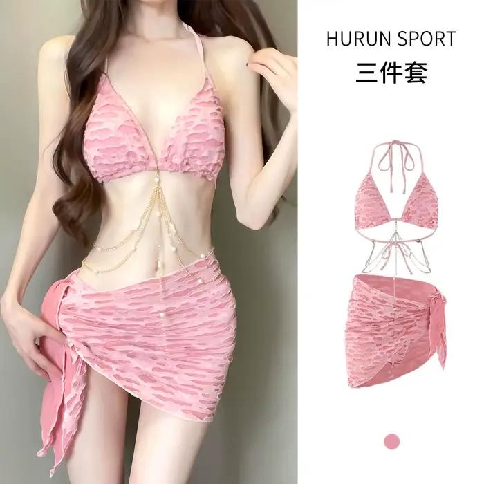Bikini mignon style princesse corps fendu col suspendu dos exposé amincissant sexy trempage sources chaudes femmes adultes