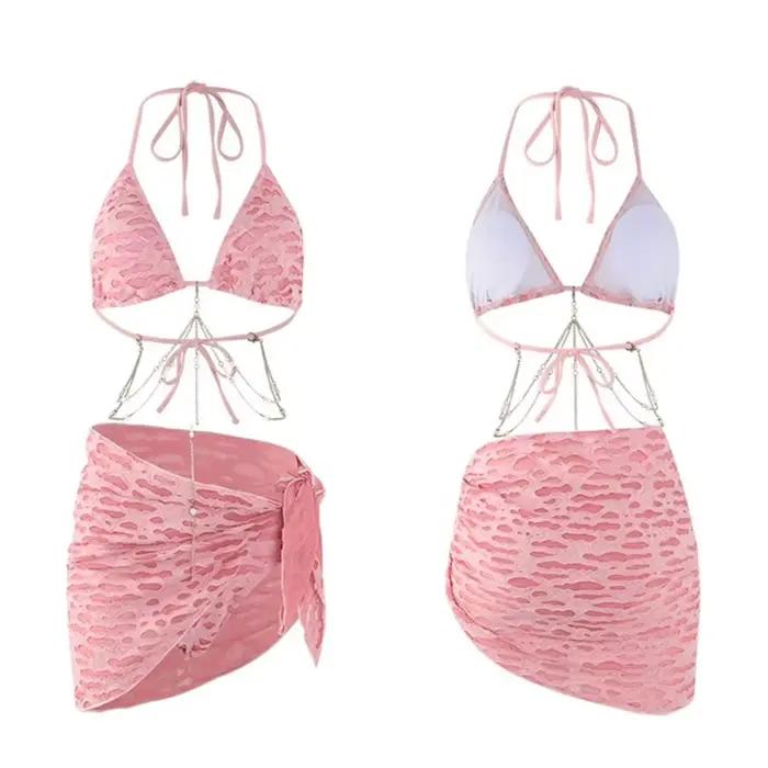 Bikini mignon style princesse corps fendu col suspendu dos exposé amincissant sexy trempage sources chaudes femmes adultes