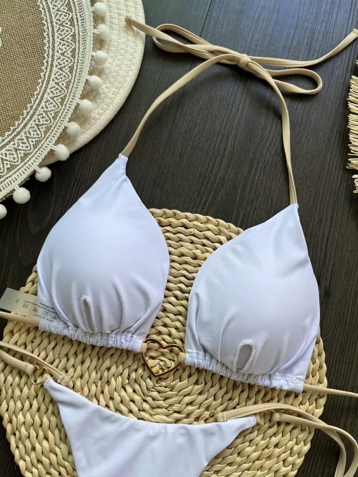 Femmes deux pièces maillot de bain Sexy Bikini blanc maillots