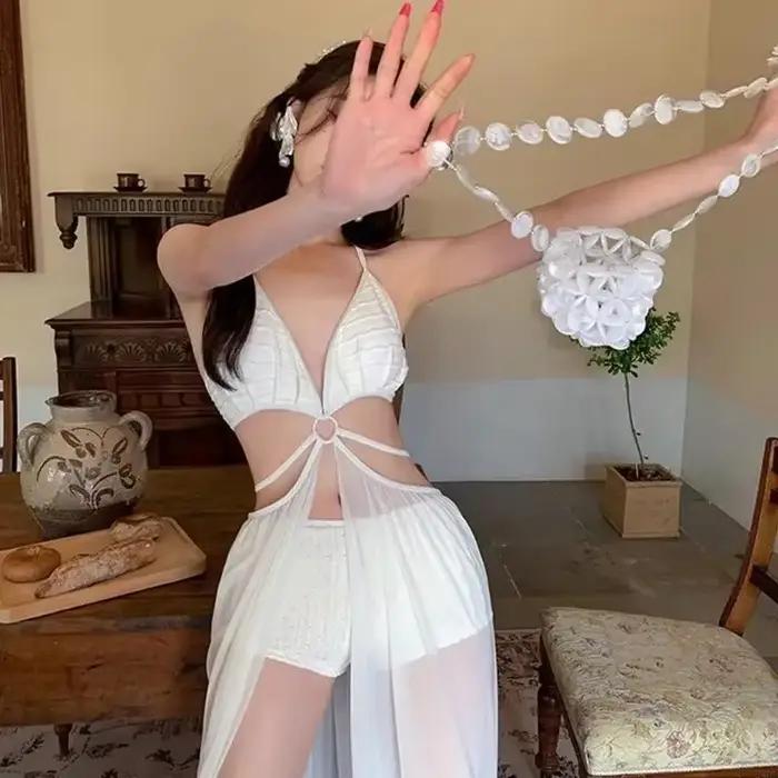 Maillot de bain deux pièces pour femmes avec collicou et robe de plage transparente, élégant et confortable pour les activités nautiques et les journées plage