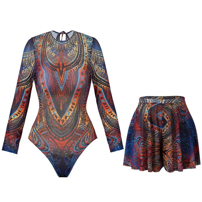 2 pièces ensembles maillot de bain et Shorts femmes été à manches longues