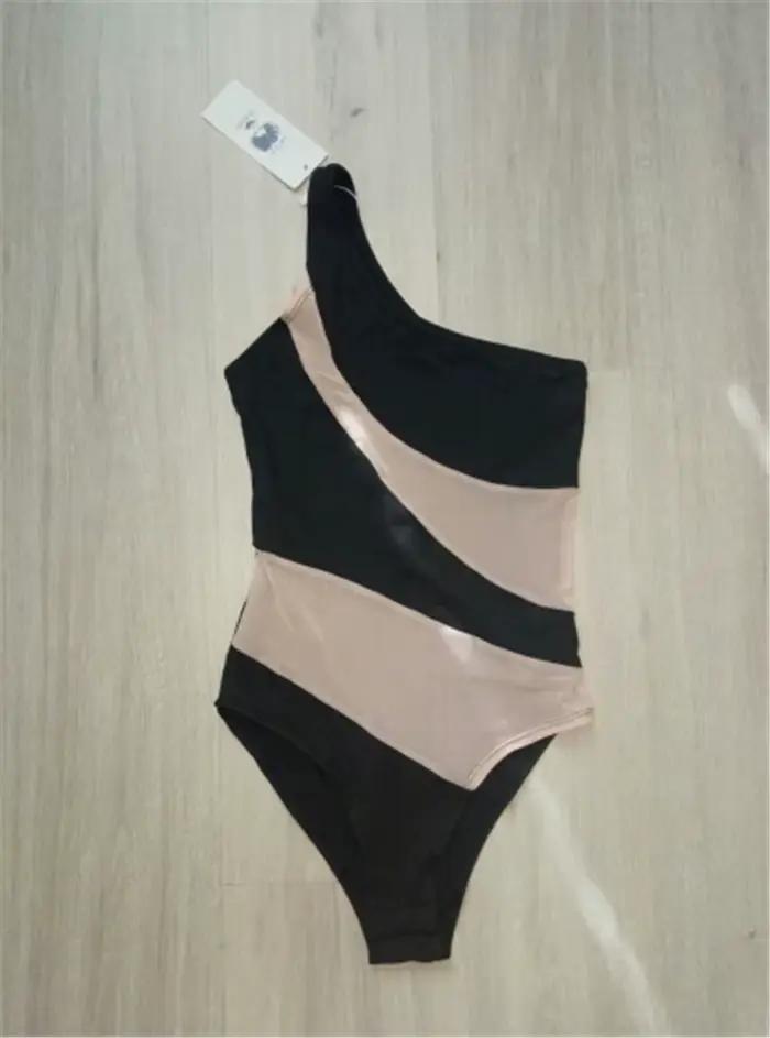 Maillot de bain une pièce pour femme style plage push up rembourré avec rayures marron nylon elastane ajustement parfait ocassions estivales