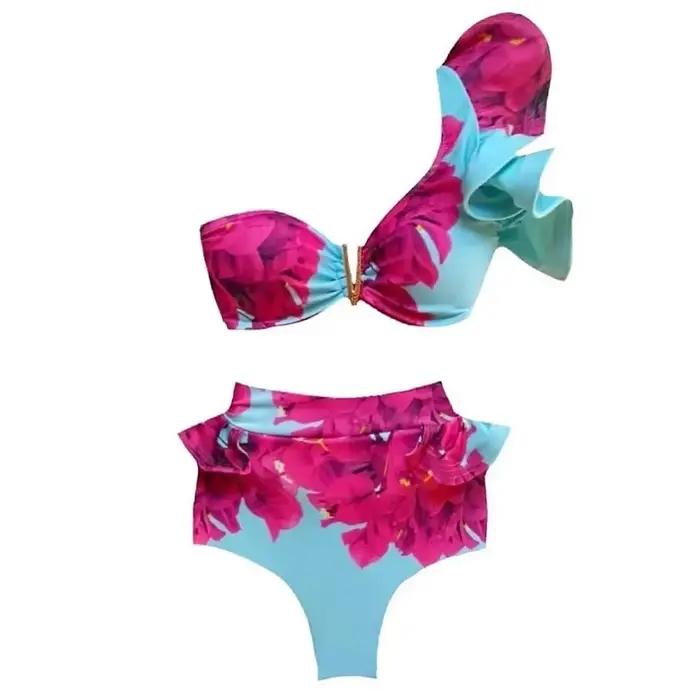Maillot de bain deux pièces à fleurs pour femmes