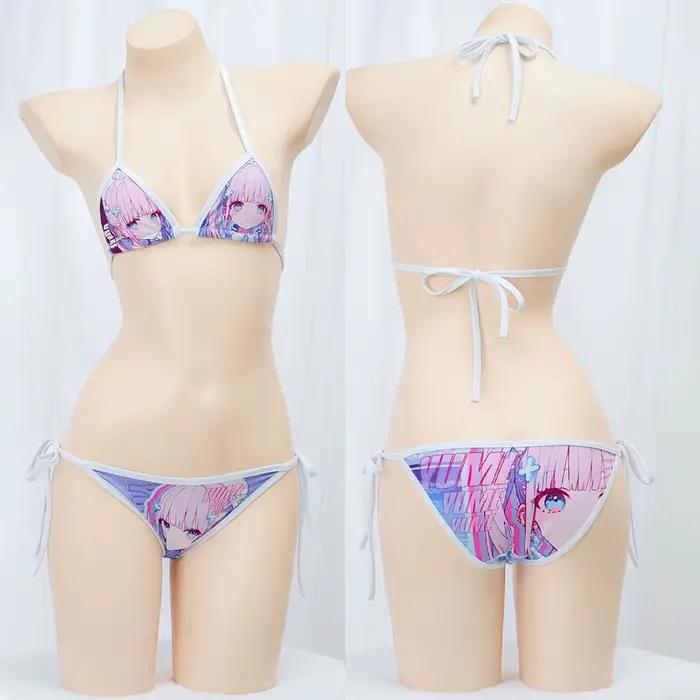Mignon Bikini 2025 femmes Anime fille imprimer maillot de bain Sexy fendu