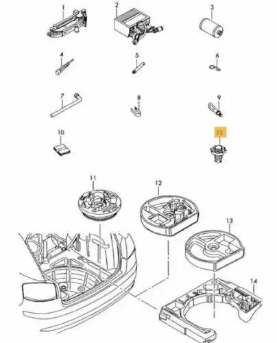 1 pièce d'origine pour Audi Volkswagen, vis de montage de roue de secours 1K0803899D, pièces de rechange, accessoires pour moteurs