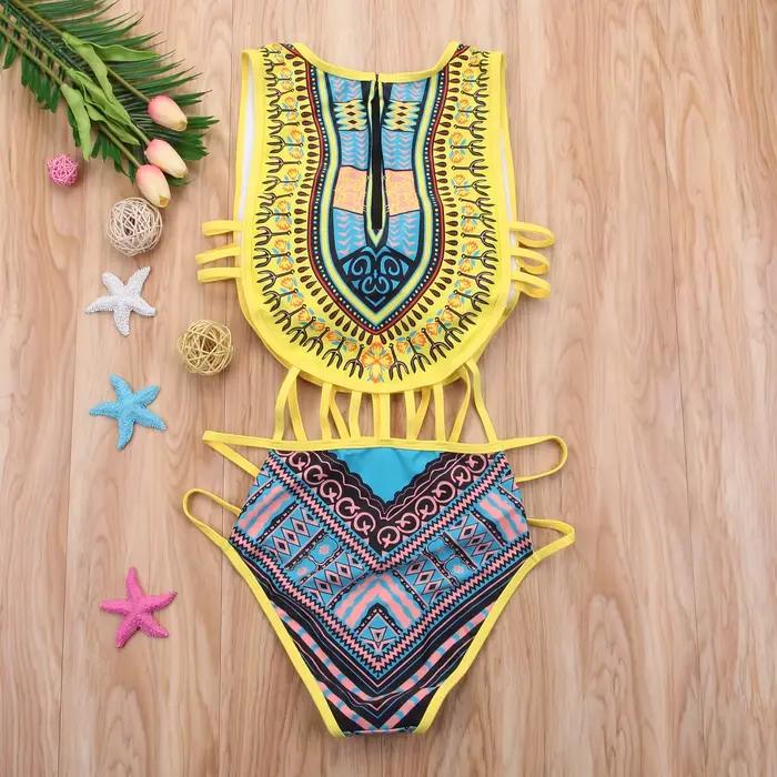 Maillot de bain floral vintage hirigin pour femmes junior style sexy imprimé ensemble bikini ajustement polyester