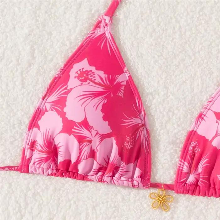 Sexy Rose rouge fleur imprimé Micro String Bikini femmes maillots de bain 2026
