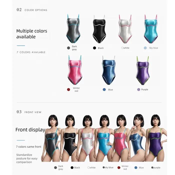 Maillot de bain une pièce brillant sans doublure pour femmes coupe haute amincissante nylon élasthanne occasion spéciale泳删除最后一句“游泳”,因为原文中没有提及与游泳相关的描述。