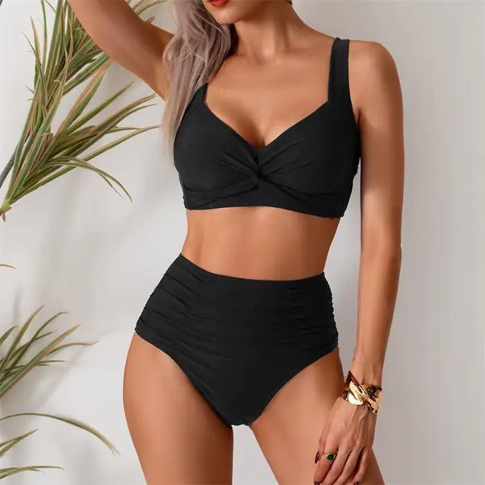 Bikini Deux Pièces Taille Haute Femme Maillot De Bain Plage Surf Nage Occasions Spéciales