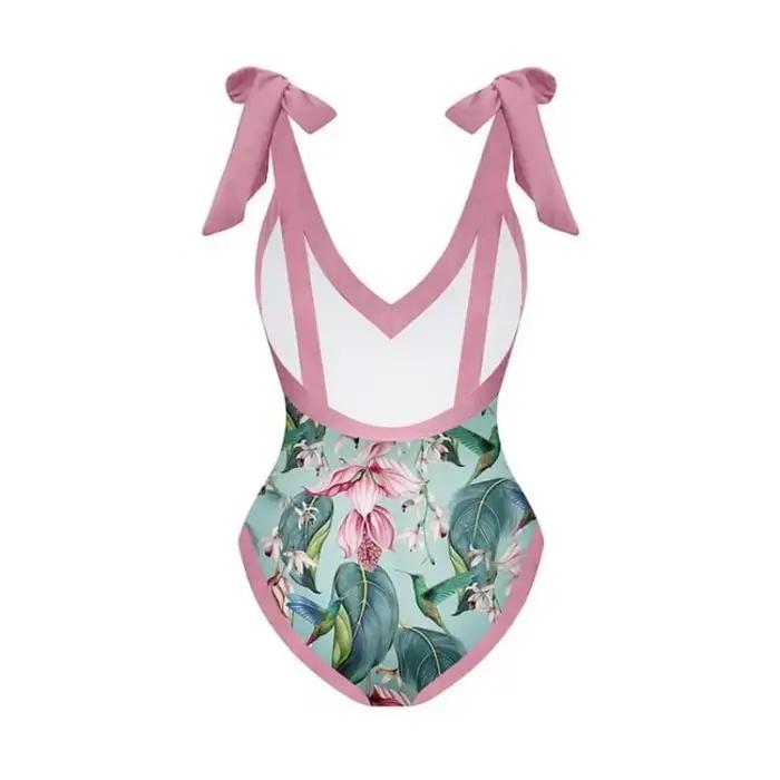 Maillot de bain à volants à bretelles vertes pour femmes