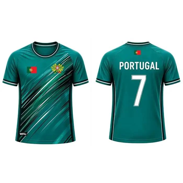 Maillot de football pour homme avec imprimé drapeau du Portugal 2026, t-shirt de sport respirant et à séchage rapide, unisexe, décontracté, cadeau pour les fans, hauts d'été
