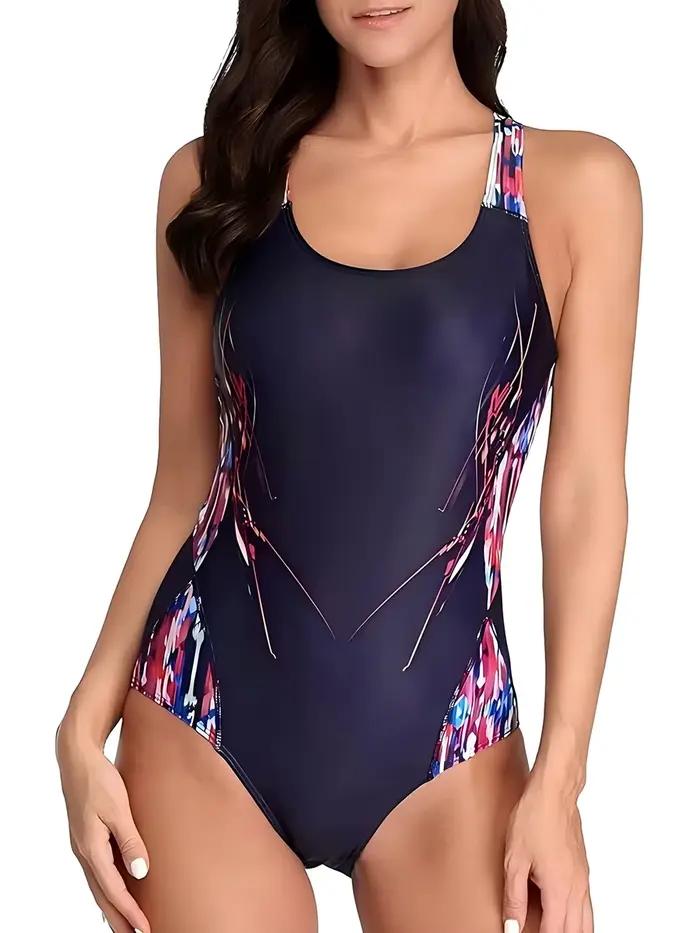Maillot de bain une pièce sportif imprimé pour femme 2026