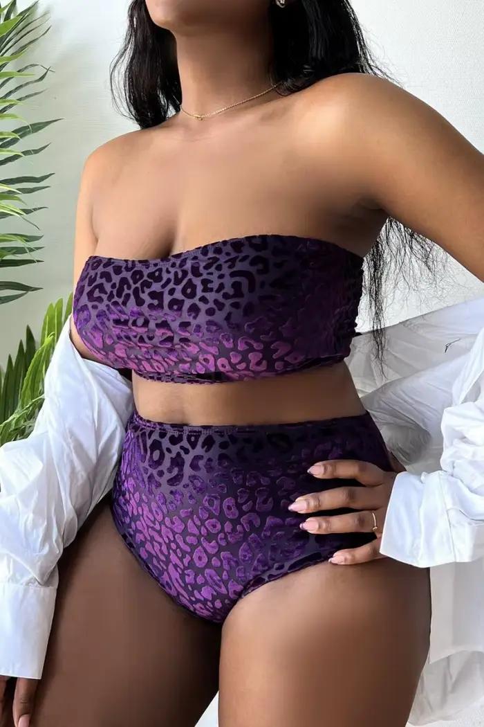 Maillot de bain bandeau léopard 2026 pour femme, grande taille, taille haute, pour la plage et la natation