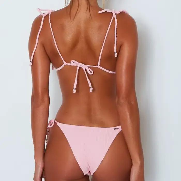 Femmes Bandeau maillot de bain Bikini Pit rayure tissu Simple solide Sexy