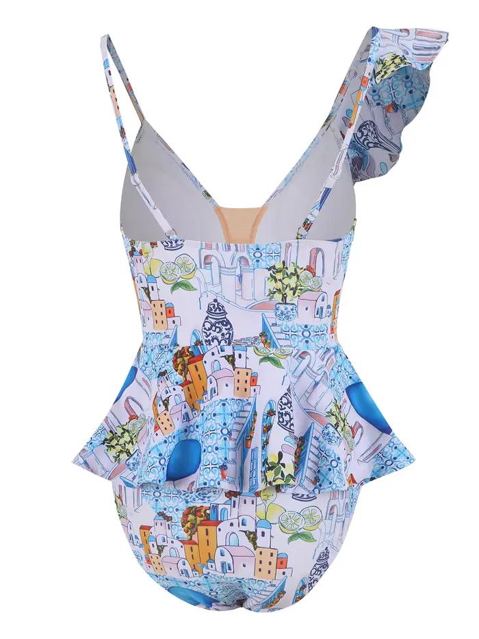 Maillot de bain Sexy à volants et épaules dénudées