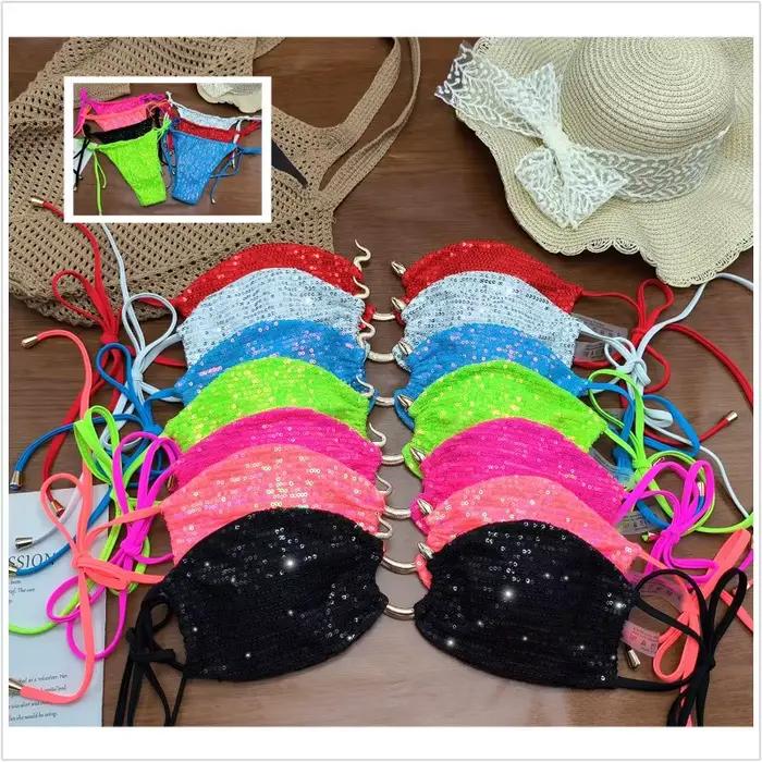 Ensemble de bikinis deux pièces brillants pour femmes