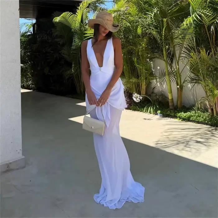 Maillot de bain une pièce sexy blanc 2 pièces pour femme