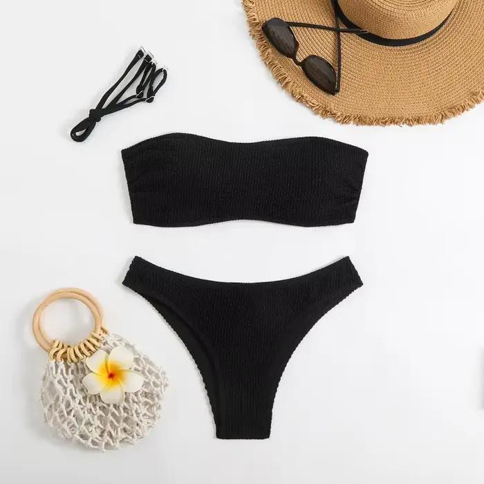 Bikini sans bretelles et taille basse pour femme