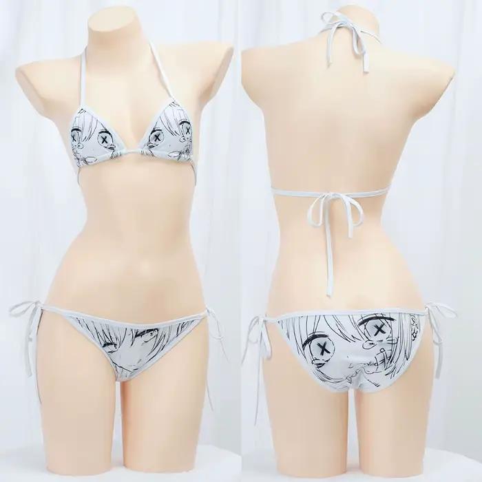 Mignon Bikini 2025 femmes Anime fille imprimer maillot de bain Sexy fendu