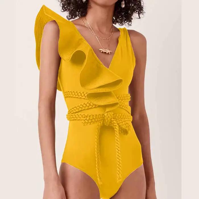 Nouveau Maillot de Bain Une Pièce Sexy à Volants et Bretelles