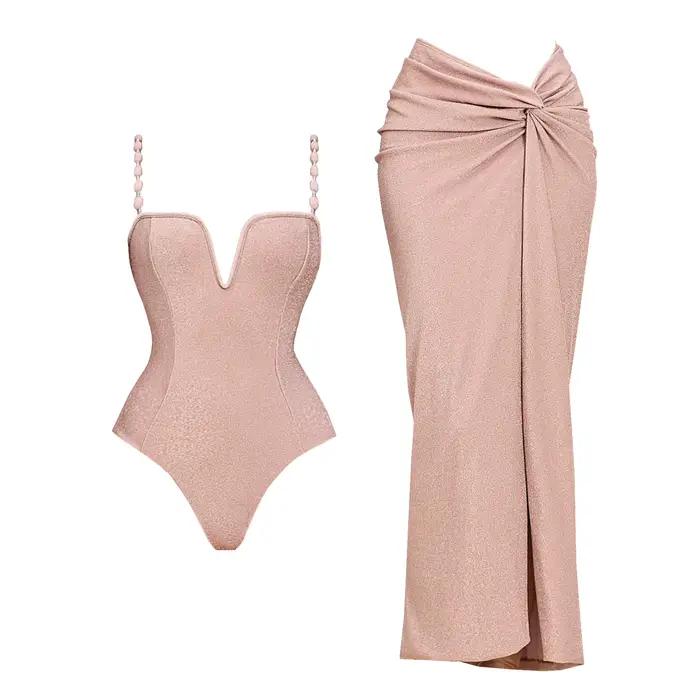 Maillot de bain push up avec jupe longue pour femme