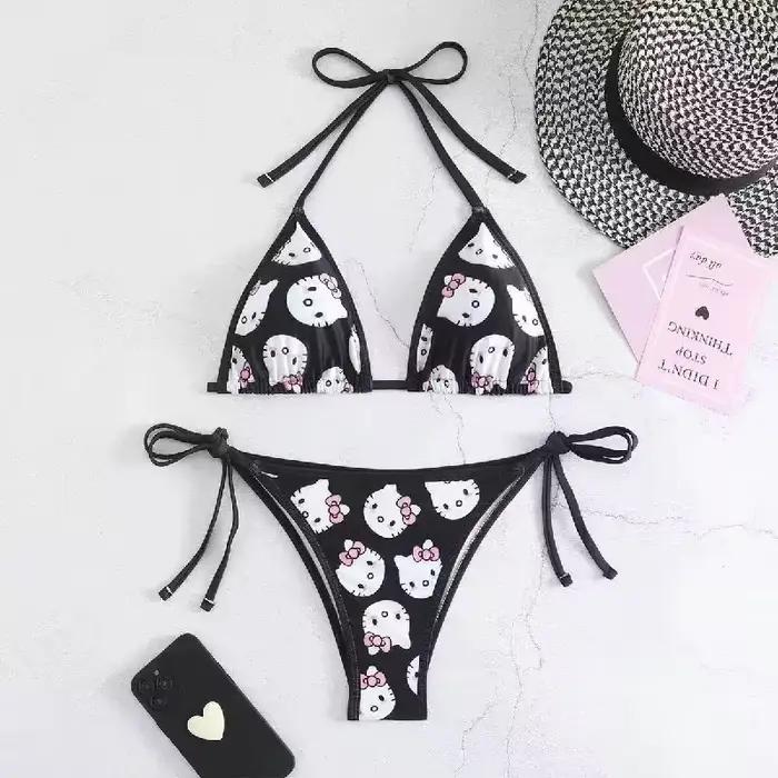 Ensemble Bikini Hello Kitty Mignon Confortable pour Femmes Occasions Plage Piscine Vacances Plaisirs Fêtes