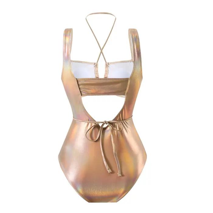 Maillot de bain une pièce à paillettes métalliques
