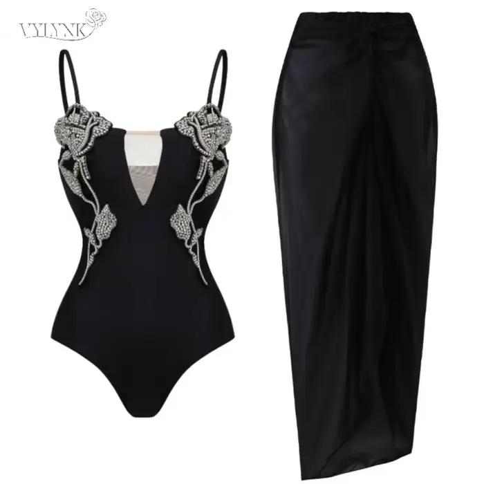 Maillot de bain une pièce avec jupe motif floral pour femme, tenue de plage élégante, confortable et résistante pour les activités aquatiques et les vacances