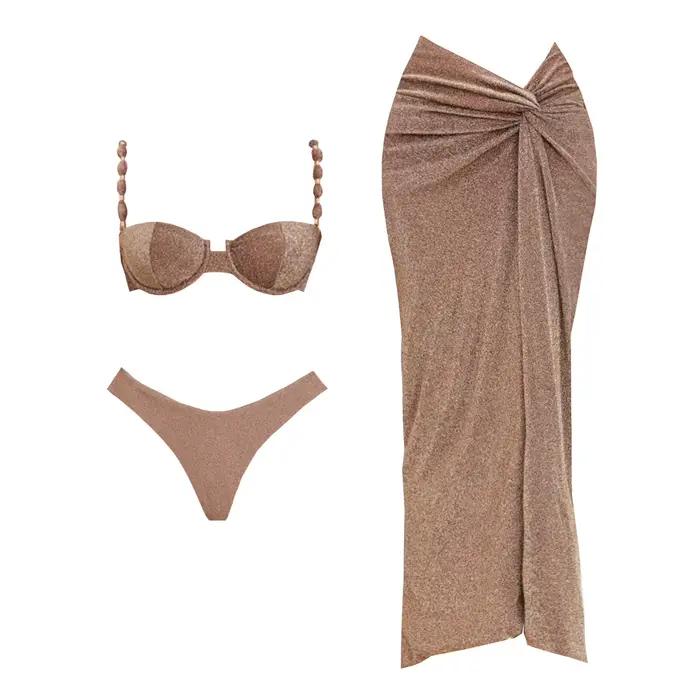 Maillot de bain push up avec jupe longue pour femme