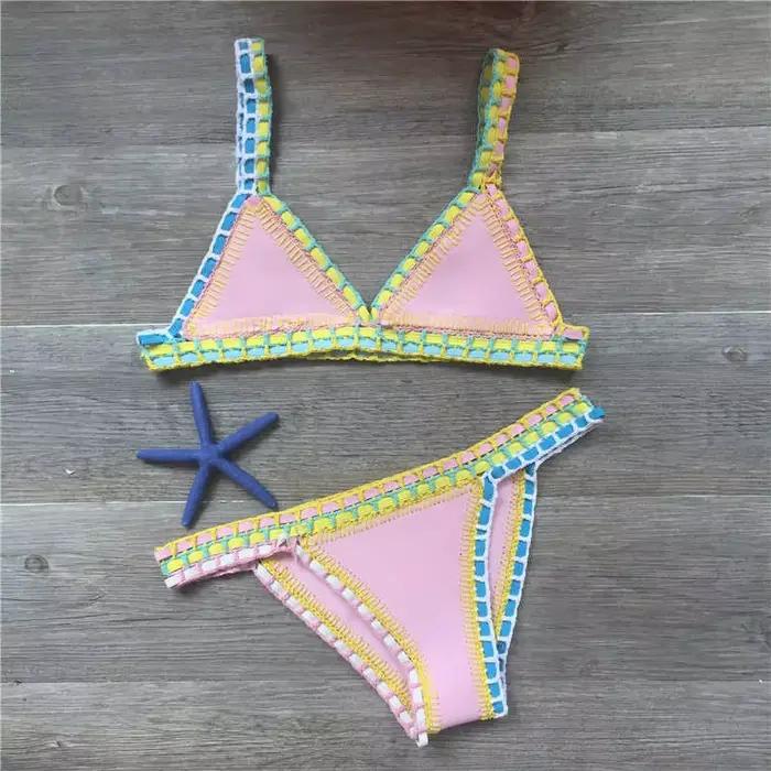Sexy Bikinis été femmes maillot de bain crocheté à la main Bikini ensemble maillots