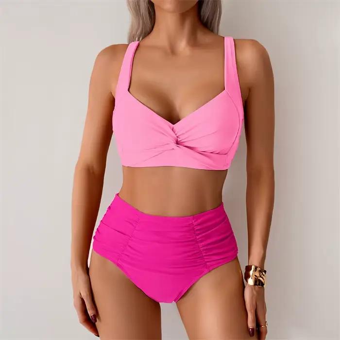 Bikini Deux Pièces Taille Haute Femme Maillot De Bain Plage Surf Nage Occasions Spéciales