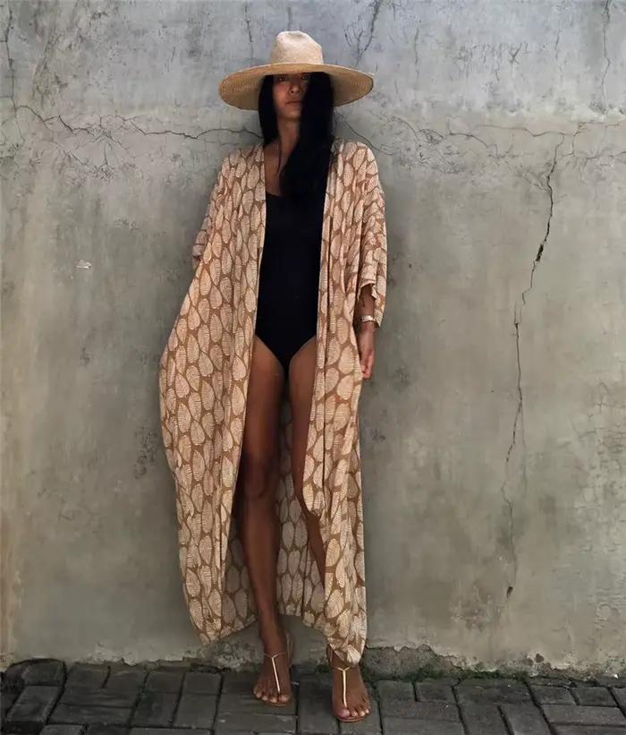 Cache-maillot kimono grande taille style bohème chic impression tie-dye protection solaire plage piscine occasions spéciales