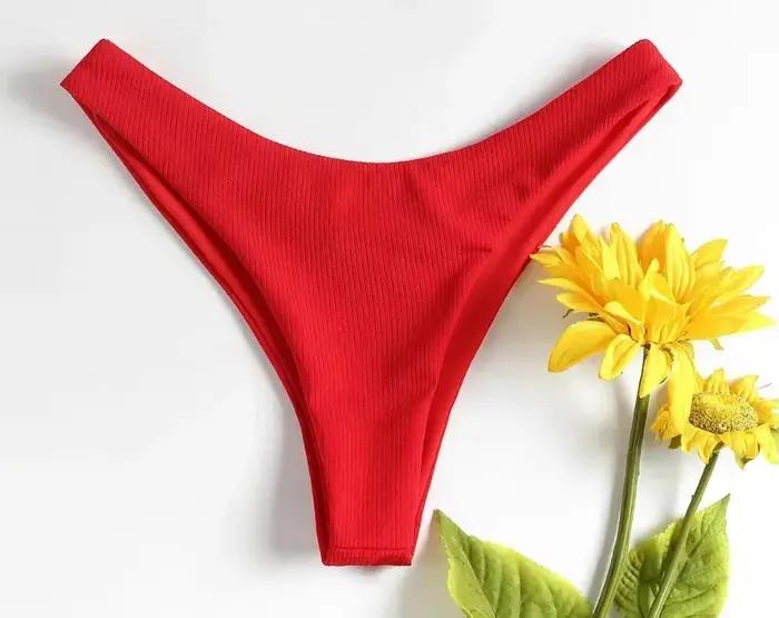 Nouveau bas de Bikini maillot de bain pour femme taille basse bas solide rouge maillots