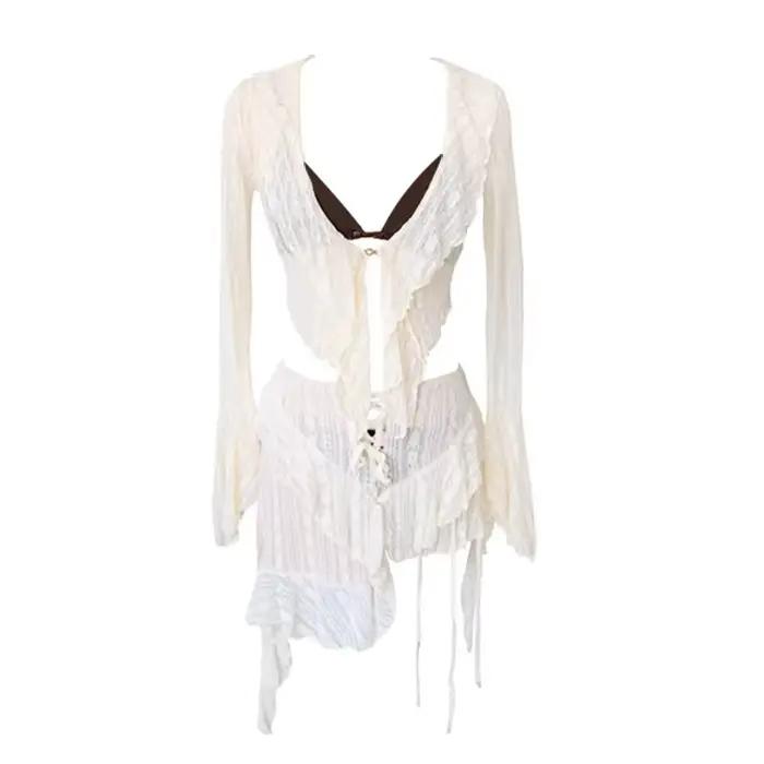 Maillot de bain bikini femme en dentelle à manches longues pour plage sources thermales et surf occassions spéciales