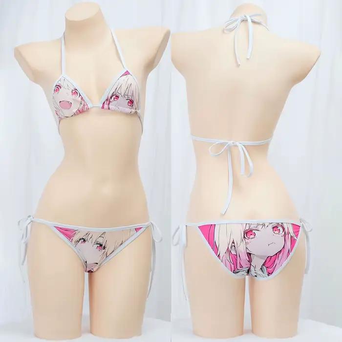 Mignon Bikini 2025 femmes Anime fille imprimer maillot de bain Sexy fendu