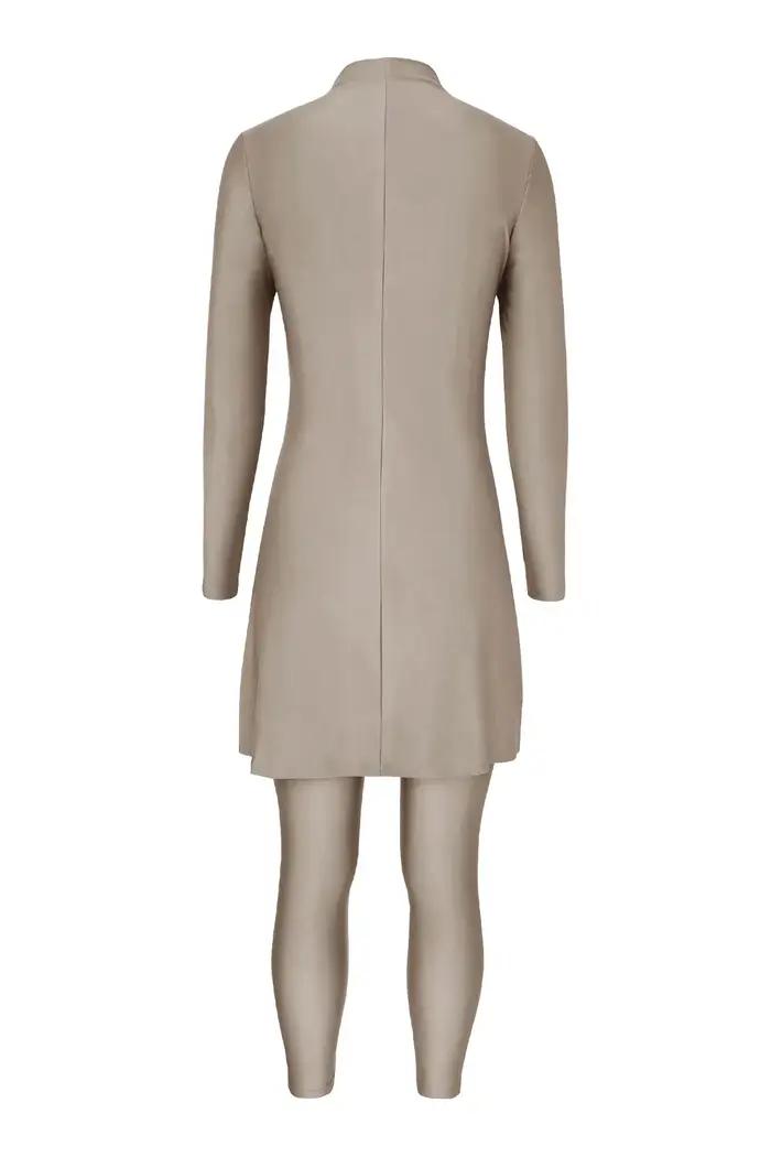 Maillot de bain musulman arabe 2026 pour femme, burkini islamique modeste, uni, à manches longues, avec turban intégré, pour le sport
