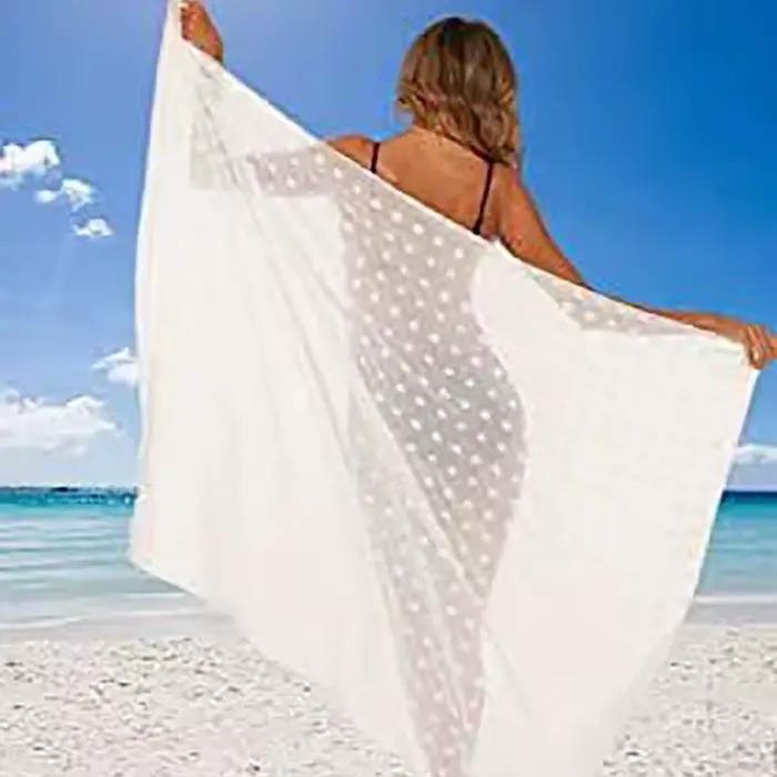 Mode multicolore Bikini cache-maillot en mousseline de soie voyage maillot de bain couverture longue Sarong une pièce plage écharpe femme
