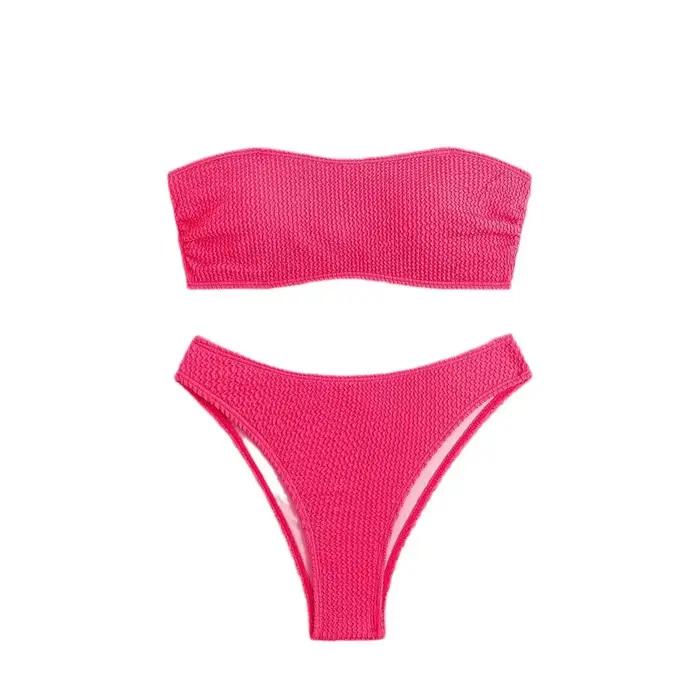 Bikini sans bretelles et taille basse pour femme
