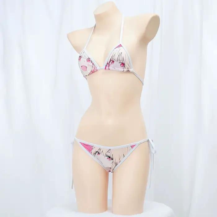 Mignon Bikini 2025 femmes Anime fille imprimer maillot de bain Sexy fendu