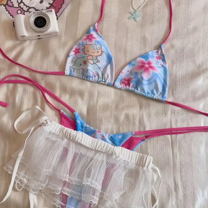 Bikini Hello Kitty Animaux Dessin Animé Pour Femmes Plage Bikini Sexy Y2K Occasions Spéciales Plage Piscine