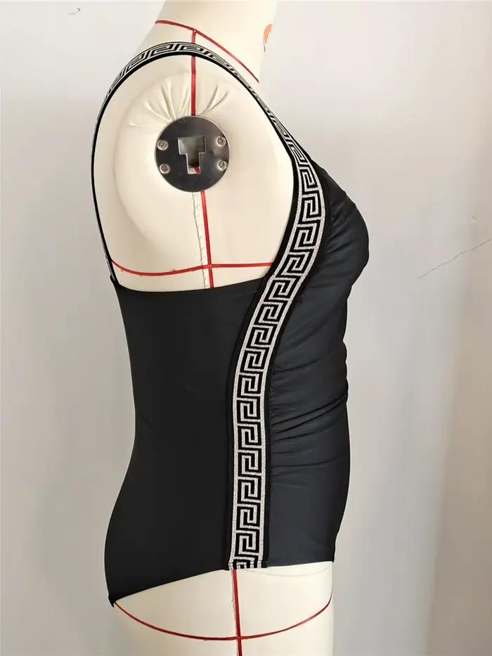 Maillot de bain une pièce grande taille imprimé et sans dos, tailles 0XL à 3XL, pour femme, V7356