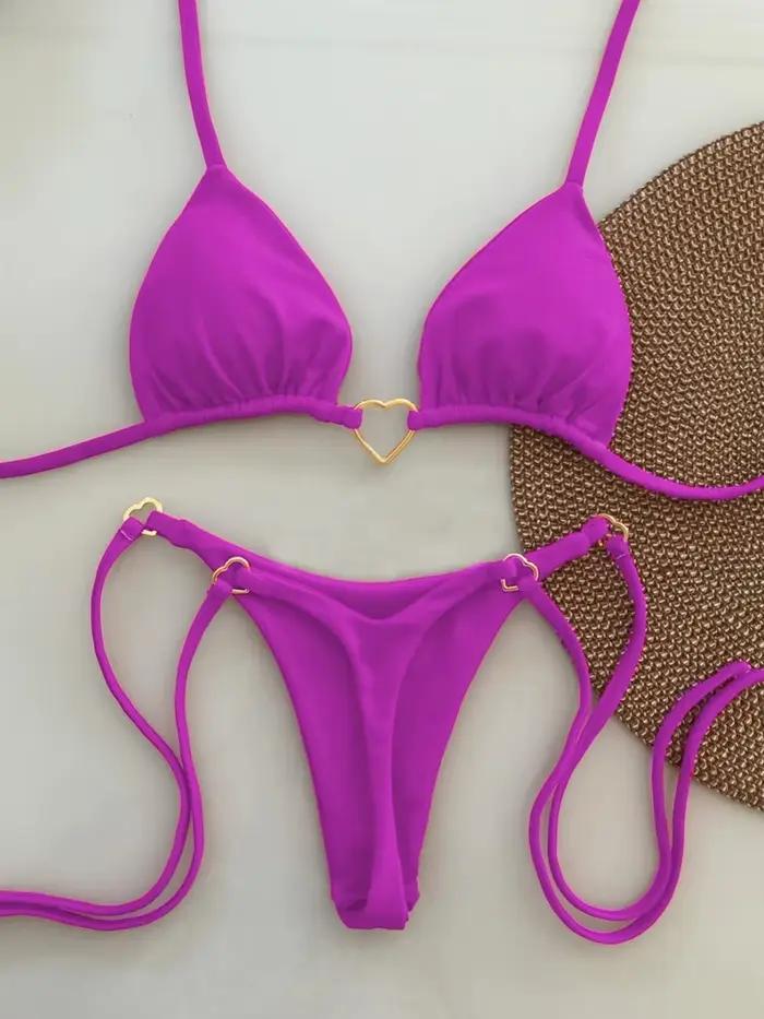 Bikini Triangle 2026 Maillot de Bain Halter Uni Pour Femme Style de Plage Occasions Spéciales Plage Fête Plage